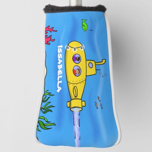 Happy-onderzeeër-cartoon Golfheadcover (Draai 90)