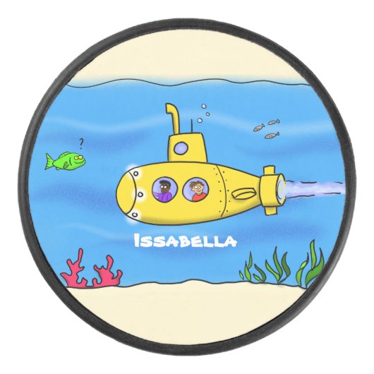 Happy-onderzeeër-cartoon Hockey Puck (Voorkant)