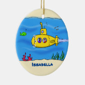 Happy-onderzeeër-cartoon Keramisch Ornament (Rechts)