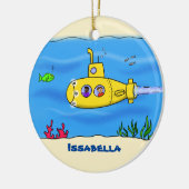 Happy-onderzeeër-cartoon Keramisch Ornament (Links)