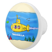 Happy-onderzeeër-cartoon Keramische Knop (Rechts)