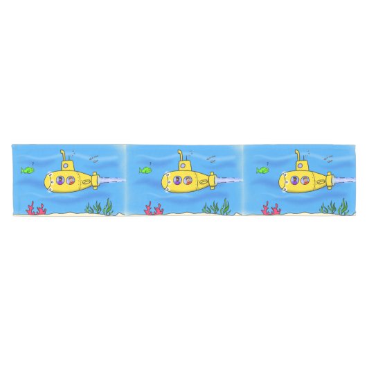 Happy-onderzeeër-cartoon Korte Tafelloper (Horizontaal)