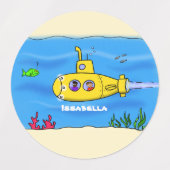 Happy-onderzeeër-cartoon Labels (Design 2)