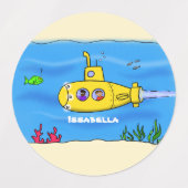Happy-onderzeeër-cartoon Labels (Design 1)