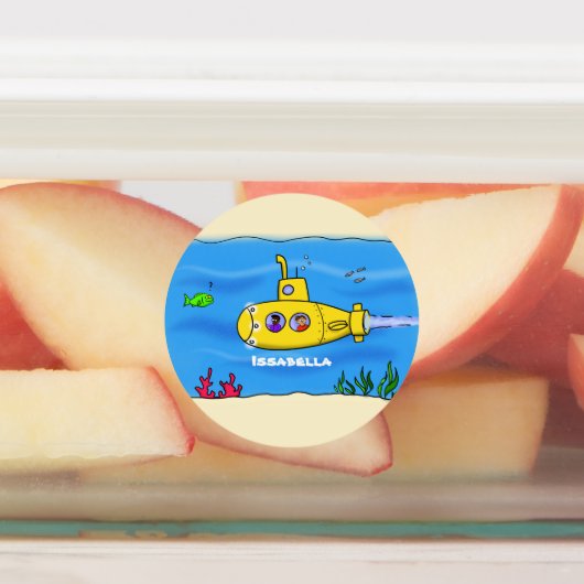 Happy-onderzeeër-cartoon Labels (Aangebracht)