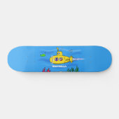 Happy-onderzeeër-cartoon Persoonlijk Skateboard (Horizontaal)