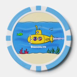 Happy-onderzeeër-cartoon Poker Chips