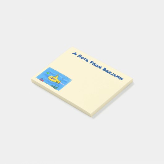 Happy-onderzeeër-cartoon Post-it® Notes (Schuin)