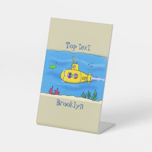 Happy-onderzeeër-cartoon Reclamebord Met Voetstuk