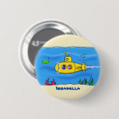 Happy-onderzeeër-cartoon Ronde Button 5,7 Cm (Voorkant /achterkant)