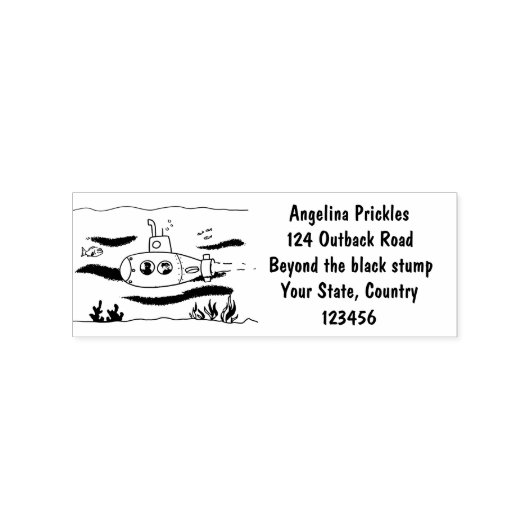 Happy-onderzeeër-cartoon Rubberstempel (Afrduk)