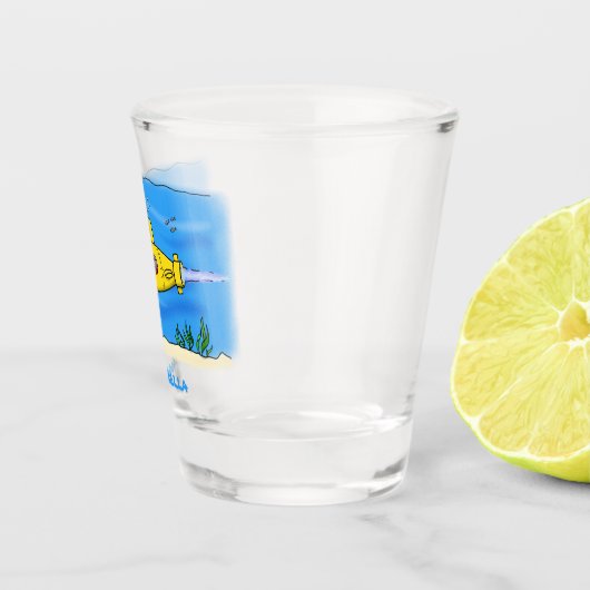 Happy-onderzeeër-cartoon Shot Glas (Rechts)
