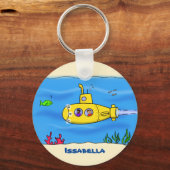 Happy-onderzeeër-cartoon Sleutelhanger (Voorkant)