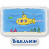 Happy-onderzeeër-cartoon Sticker (Voorkant)