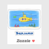 Happy-onderzeeër-cartoon Sticker (Vel)