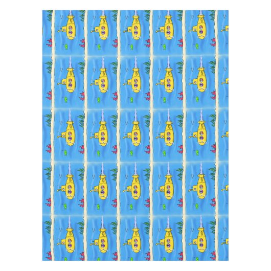 Happy-onderzeeër-cartoon Tafelkleed (Voorkant)