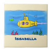 Happy-onderzeeër-cartoon Tegeltje (Voorkant)