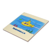 Happy-onderzeeër-cartoon Tegeltje (Zijkant)