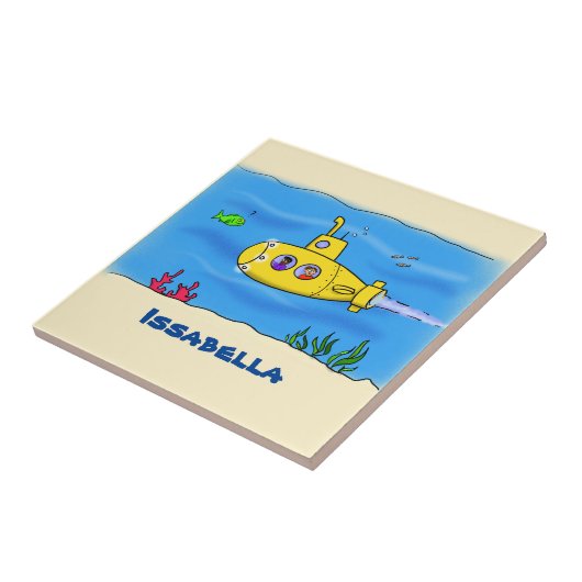 Happy-onderzeeër-cartoon Tegeltje (Zijkant)