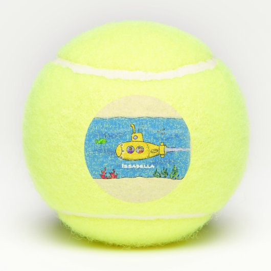 Happy-onderzeeër-cartoon Tennisballen (Achterkant)