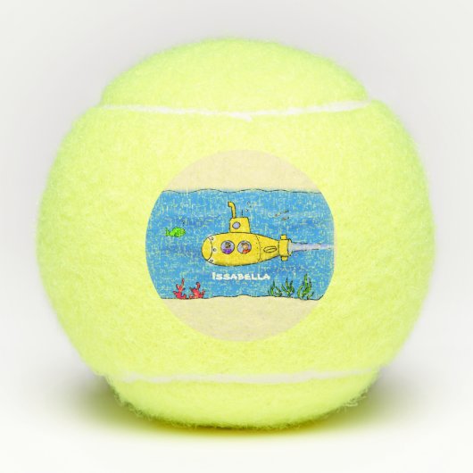 Happy-onderzeeër-cartoon Tennisballen (Voorkant)