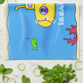 Happy-onderzeeër-cartoon Theedoek (Gevouwen)
