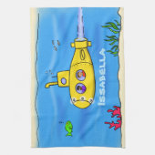 Happy-onderzeeër-cartoon Theedoek (Verticaal)