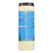 Happy-onderzeeër-cartoon Thermosbeker (Achterkant)