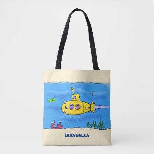 Happy-onderzeeër-cartoon Tote Bag (Voorkant)