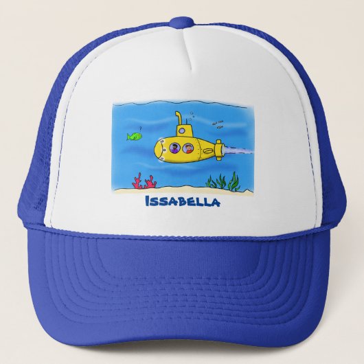 Happy-onderzeeër-cartoon Trucker Pet (Voorkant)