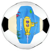Happy-onderzeeër-cartoon Voetbal (Gedraaid)