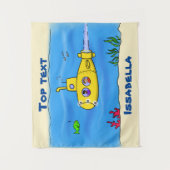 Happy-onderzeeër-cartoon Wandkleed (Voorkant)