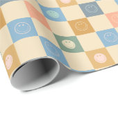 Happy One Cool Dude Retro Verjaardag Cadeaupapier (Rol Hoek)