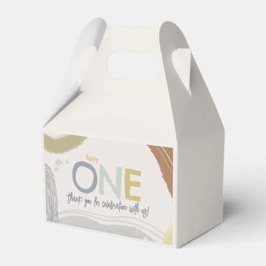 Happy One Eerste Verjaardag jongen Favor Boxes Bedankdoosjes (Achterkant)