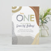 Happy One First Birthday boy Invitation Kaart (Staand voorkant)