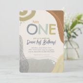 Happy One First Birthday Photo boy Invitation Kaart (Staand voorkant)