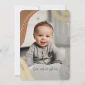 Happy One First Birthday Photo boy Invitation Kaart (Achterkant)