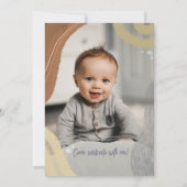 Happy One First Birthday Photo boy Invitation Kaart (Achterkant)