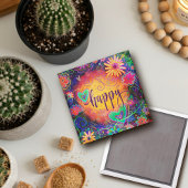 Happy ONE WORD Inspirativiteit Leuke Bloemenharten Magneet