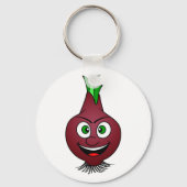 Happy Onion Vegan Vegetable Illustration Sleutelhanger (Voorkant)