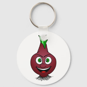 Happy Onion Vegan Vegetable Illustration Sleutelhanger