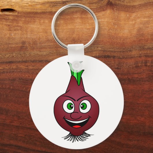 Happy Onion Vegan Vegetable Illustration Sleutelhanger (Voorkant)