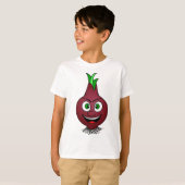 Happy Onion Vegan Vegetable Illustration T-shirt (Voorkant volledig)