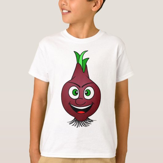 Happy Onion Vegan Vegetable Illustration T-shirt (Voorkant)