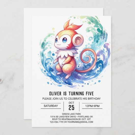 Happy Online Monkey Verjaardag Kaart (Voorkant / Achterkant)