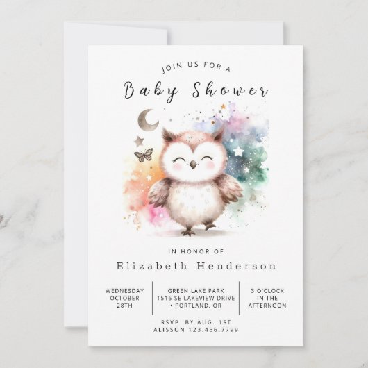 Happy Online Owl Baby shower Kaart (Voorkant)