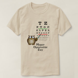 Happy Optometrist Day Owl and Eye Chart T-Shirt