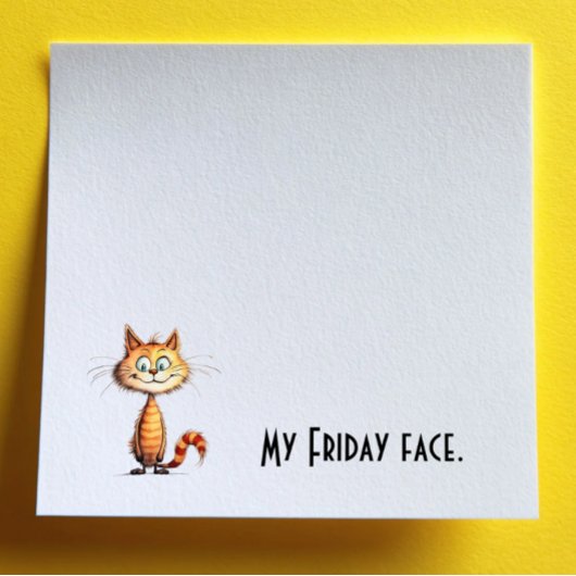 Happy Orange Cartoon Cat My Friday Face Post-it® Notes