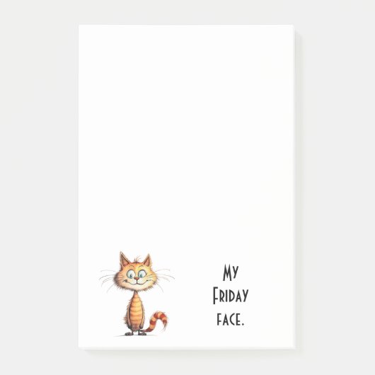Happy Orange Cartoon Cat My Friday Face Post-it® Notes (Voorkant)