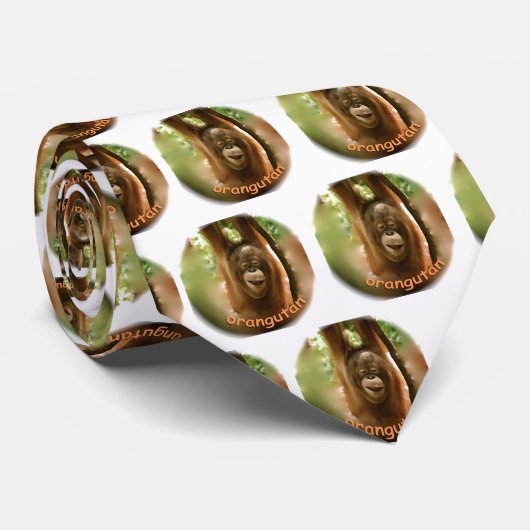 Happy Orangutan Face Polka Dot Stropdas (Opgerold)